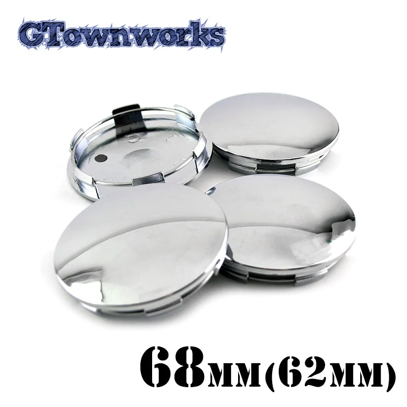 GTownworks 4 pcs 68mm Chrome Smooth Wheel Center Cap For Car Rim ABS Plastic Hubcap Dust Cover Exterior Accessories Parts