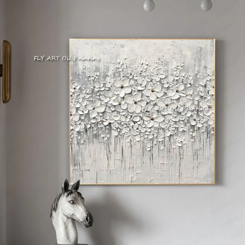 Handmade Oil Painting Grandes Decoracion 3D Knife Flowers Painting Hand Painted Modern Wall Art Canvas Painting