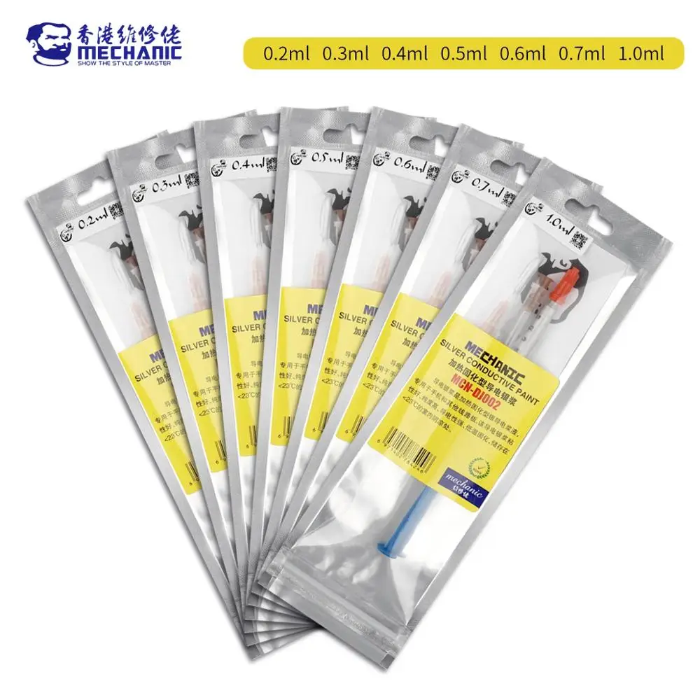 10PCS/Lot MECHANIC 0.2/0.3/0.4/0.5/0.6/0.7/1.0ml Silver Conductive Paint Paste Wire Glue Electrically Adhesive Paint PCB Repair