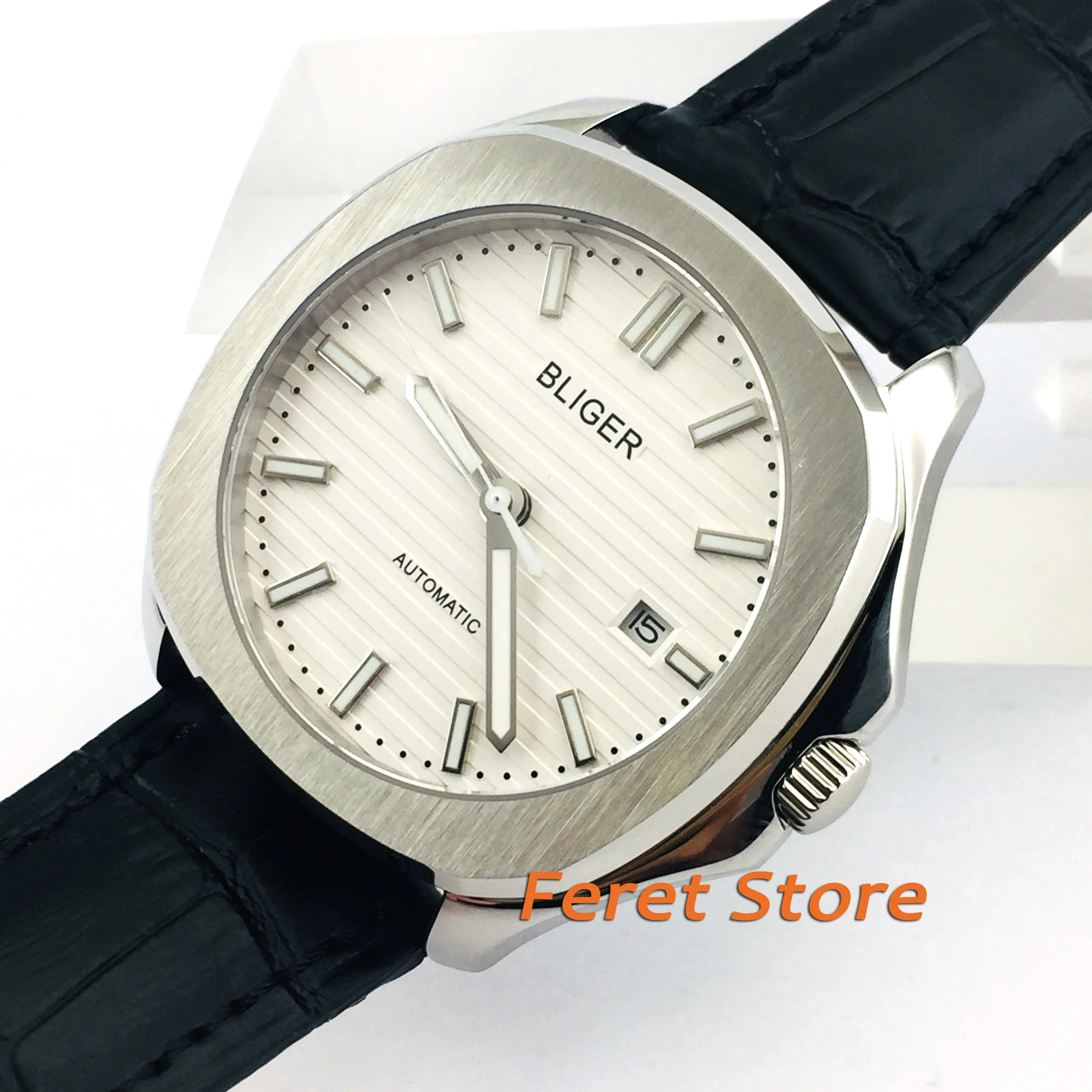 

2019 new Bliger watches 40mm brushed case Sapphire glass Silver Dial Date Automatic mens luxury top mechanical watches