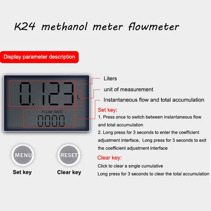 K24 flow meter methanol oil meter turbine electronic fuel diesel flowmeter digital fuel gauge female thread turbine flowmeter