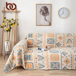 BeddingOutlet Modern Sofa Blanket Geometric Sofa Cover Protector Cotton Slipcover Multi-function Aztec Blanket Throw Boho Decor