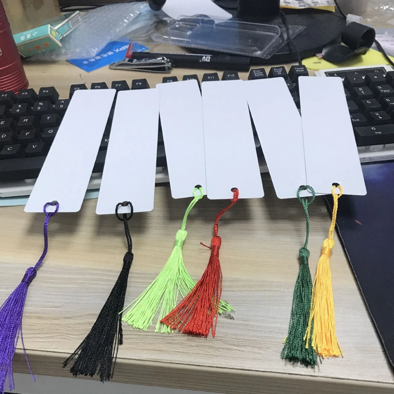Imagem -03 - Marcador de Alumínio Faça Você Mesmo do Metal da Transferência Térmica do Marcador da Sublimação dos Peças 100 com Furo e 30 Partes Borlas Coloridas para Ofícios