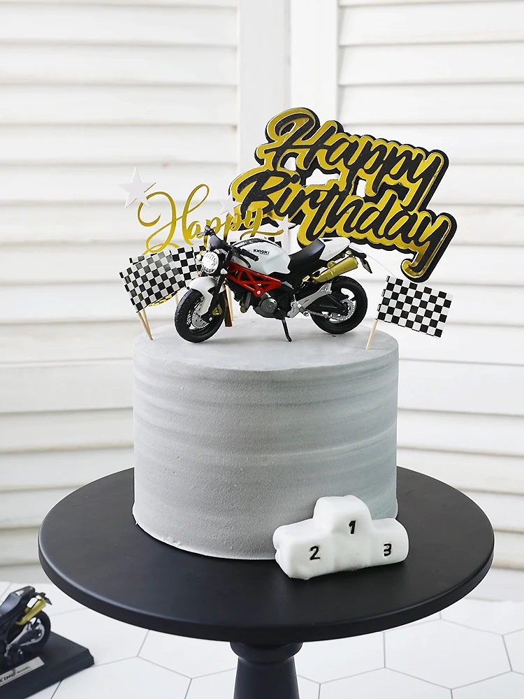 Multicolor-mixed Mini Alloy motorcycle toy birthday cake decoration for boy man children birthday party Cake topper Love Gitfs