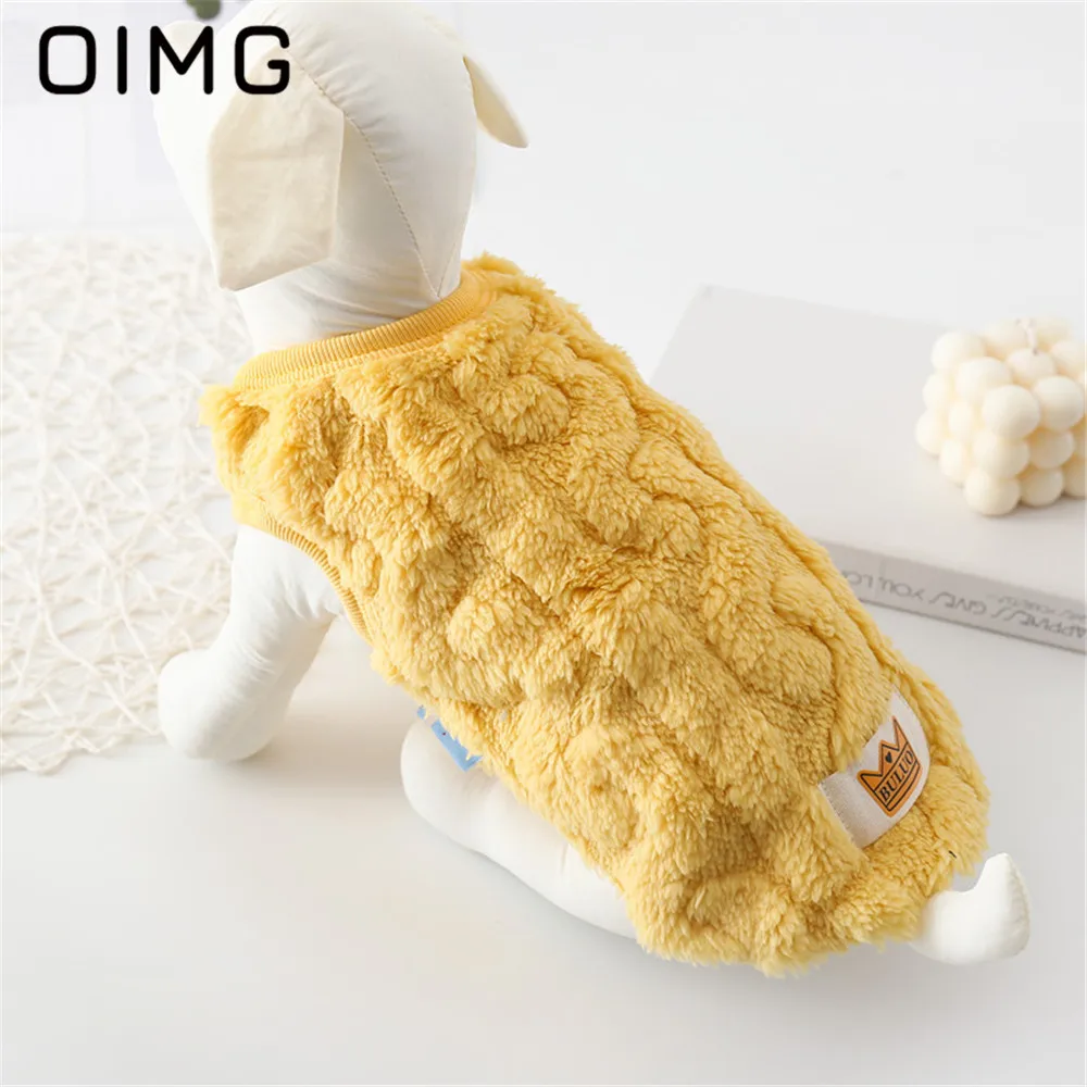 

OIMG Solid Puppy Clothing Spitz Pomeranian Coral Fleece Small Dogs Clothes 2022 Fashion Pet Cat Outfits Cute Dog Hoodies Costume