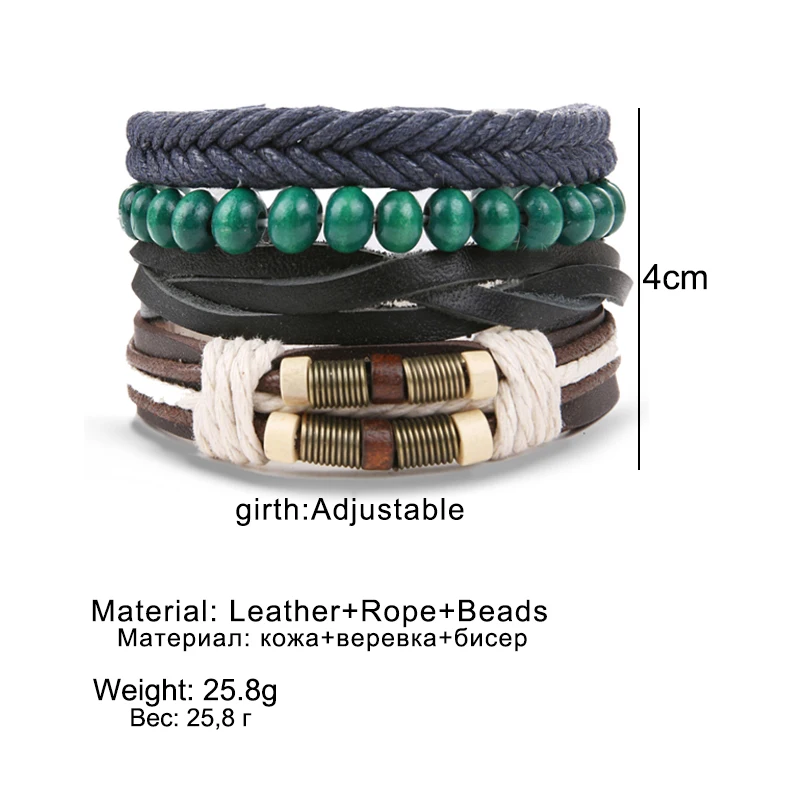 IFMIA Fashion Multilayer Leather Bracelets Set For Men Women Vintage Feather Rope Weave Handmade Beads Braided Bracelet Jewelry