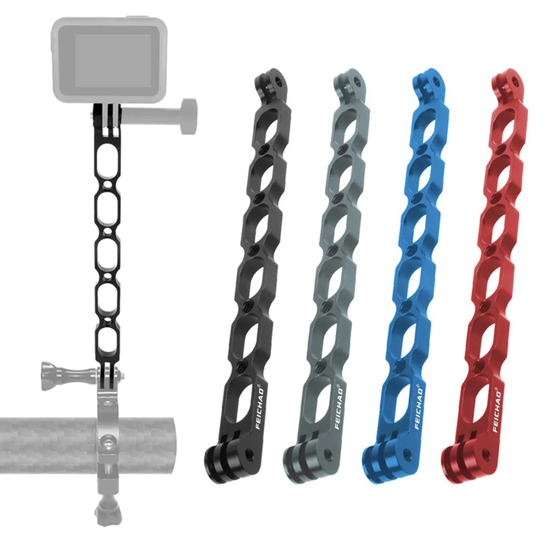 Aluminiowy uchwyt przedłużający do selfie Wspornik pręta 1/4" do GoPro 13 do Insta360 do kamery DJI Osmo Action 4