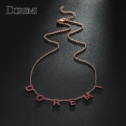 DOREMI 9mm 5color Personalized Custom CZ Stone Crystal Name Necklace for Woemn Choker chain Letter Necklaces Custom Jewelry Gift