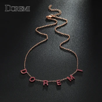 DOREMI 9mm 5color personalisierte benutzerdefinierte CZ Stein Kristall Namen Halskette für Frauen Halsband Kette Buchstaben Halsketten individuelle Schmuck Geschenk