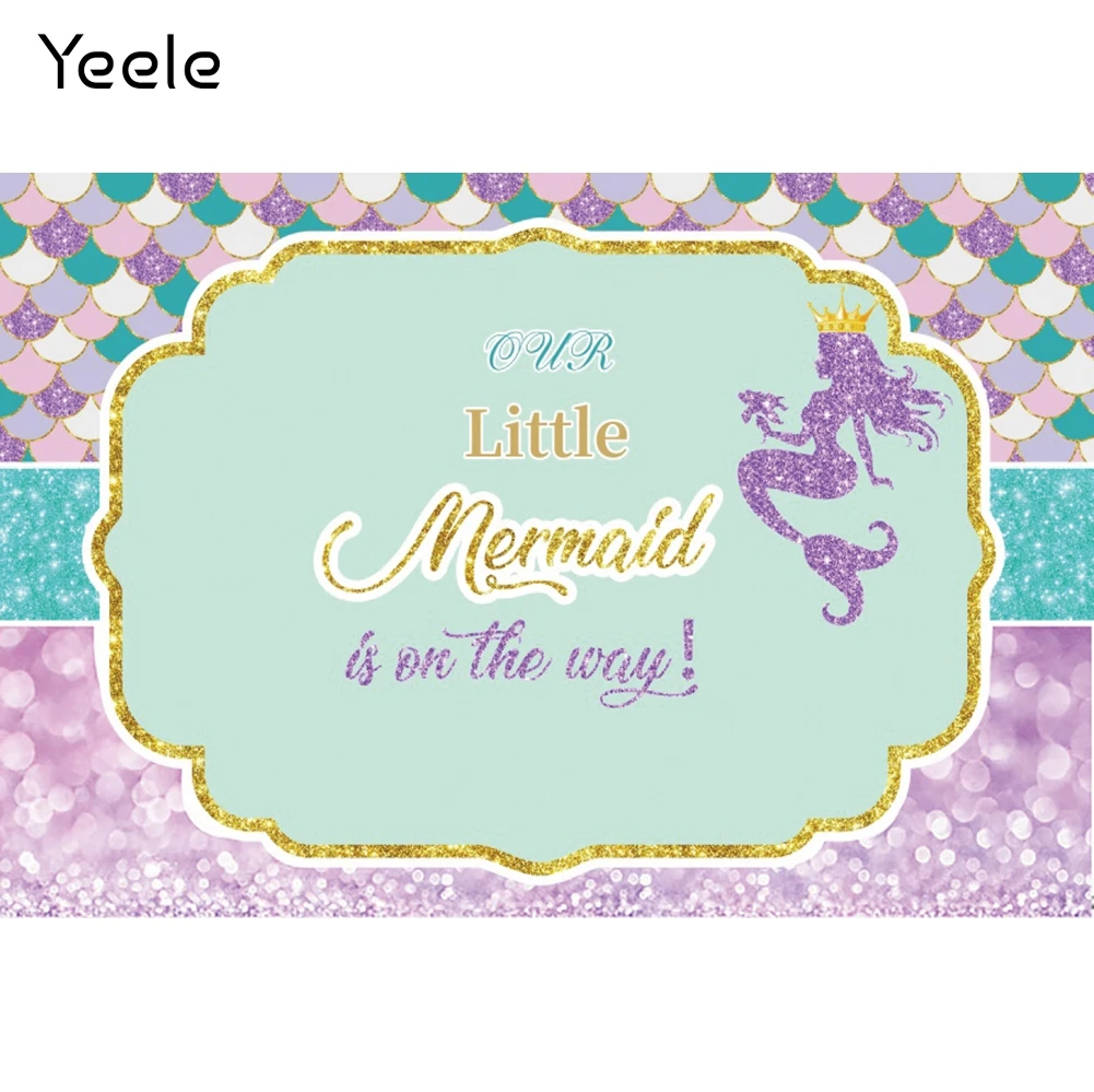 Yeele Birthday Party Decor Photocall Backdrop Mermaid Scales Princess Baby Shower Background Photos For Photography Studio Shoot