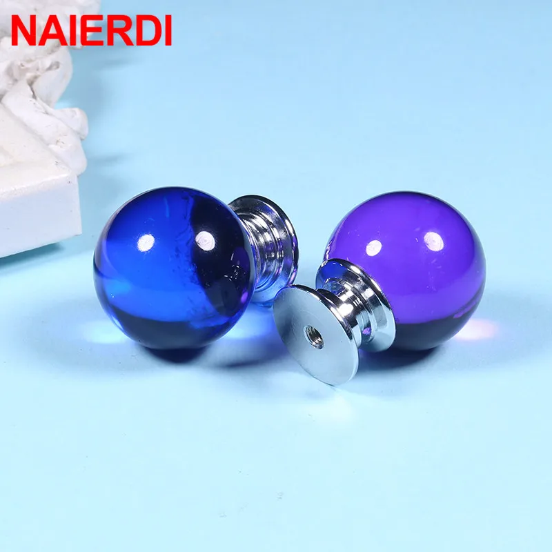 NAIERDI 30mm Crystal Ball Furniture Knob Kitchen Cupboard Door Pulls Drawer Knobs Cabinet Handles Wardrobe Door Handles Hardware