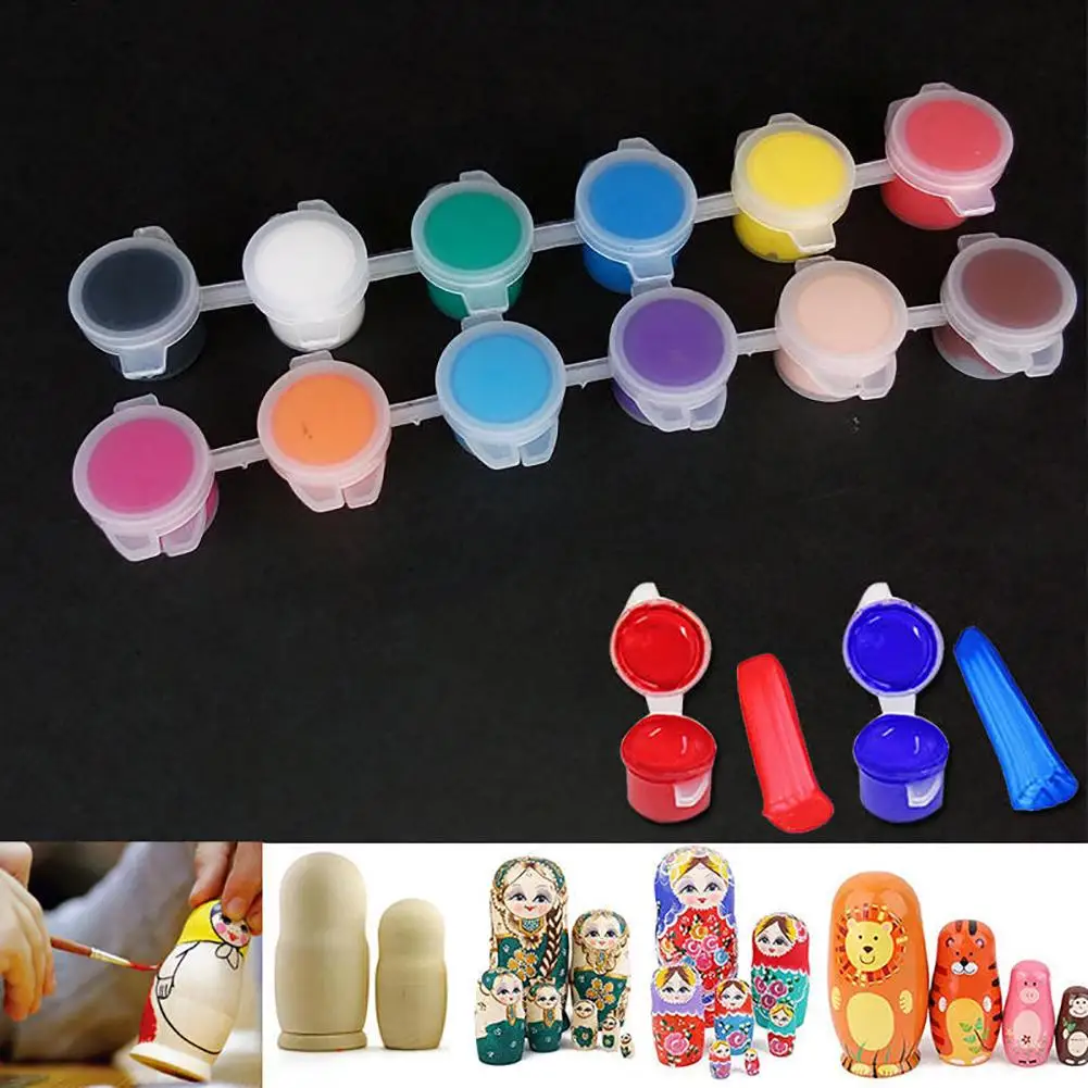 12Pcs/Set 3ML Acrylic Painting Pigment Paint Brush Set DIY Art Craft Drawing Tool smooth Painting Pigment Set DIY Painting Tool