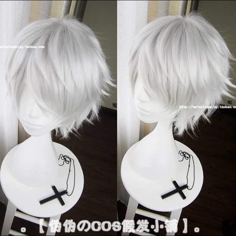 Anime Kaneki Ken Short Silver White Heat Resistant Hair Cosplay Costume Wig + Free Wig Cap