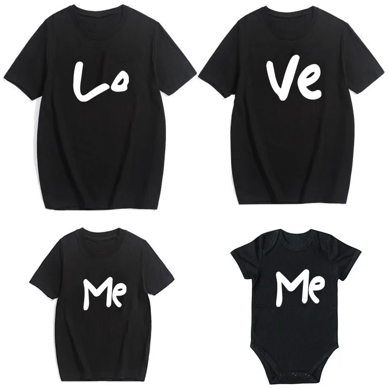 

Family Matching Clothes Mother Father Daughter Son Kids Baby T-shirt Parent-child Red Letter Print T-shirt Short Sleeve Tops