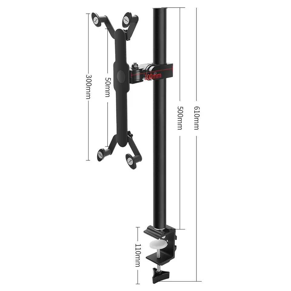 360° Rotation Wall Mount Tablet Stand Aluminum Alloy Wall Hang Bracket Holder for iPhone iPad Xiaomi Mipad Universal 7-13 Inches 6