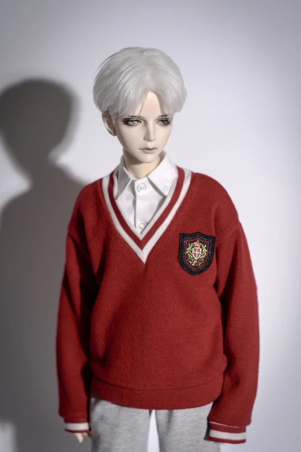 BJD doll clothes college style badge V collar coat 1/4 1/3 SD MSD SSDF Uncle doll accessories (Badge style casual hair)