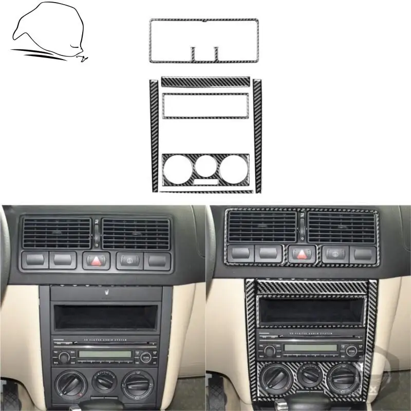 

Black Carbon Fiber 7PCS Sticker Center Control Frame Trim Outlet Radio AC Cover Interiors For Volkswagen VW Golf 4 MK4 1999-2004