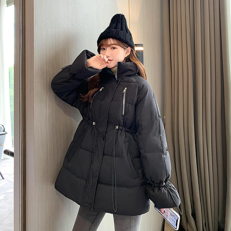 

Fad Women's Winter Jacket Solid Slim Long Parkas Woman Stand Collar A Line Plus Size Cotton Padded Casual Thick Coat Ladies