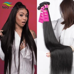 Neobeauty Brazilian Hair Weave Human Hair Bundles Weave Straight Bundles 30  Inch Bundles Remy Hair Extensions Tissage