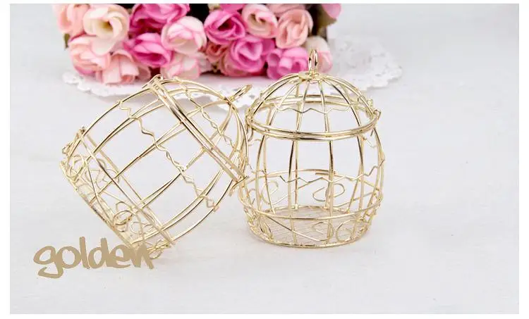 

Wedding Favor Box European creative Gold Matel Boxes romantic wrought iron birdcage wedding candy box tin box wholesale Wedding