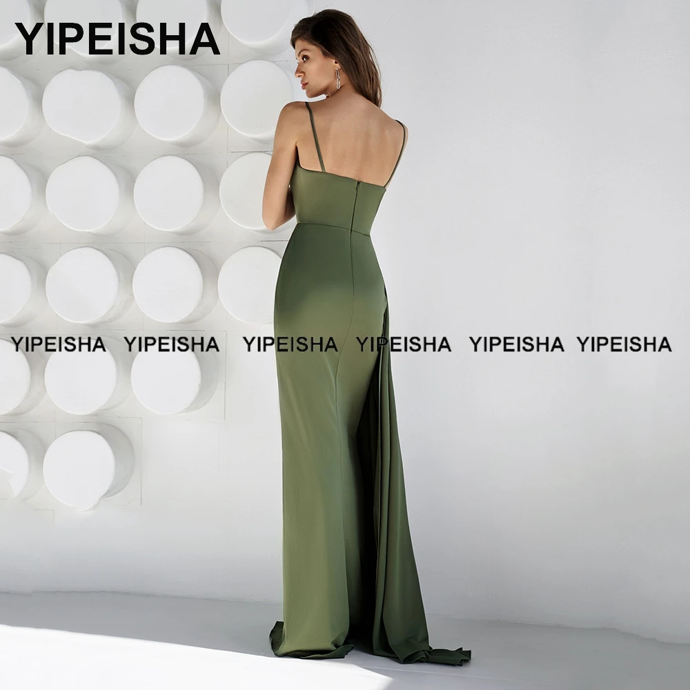 Yipeisha Sexy Mermaid Evening Gown Front Slit Party Dresses Long Spaghetti Straps Formal Occasion Dress Robe de Soiree Longue