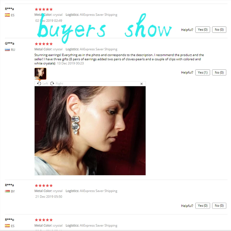 Trendy Big Geometric Transparent Glass Stone Clip On Earrings No Pierced for Women Boho Style Ear Clips with golden brincos