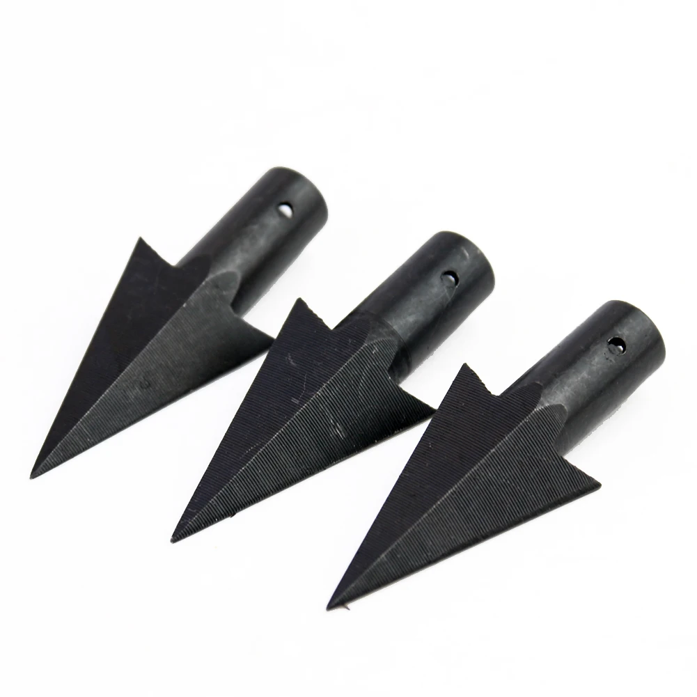 Hunting Carbon Steel Arrow Head Archery Broadheads Point Diameter 8mm Fit Wooden Recurve Compound Bow Arrowhead Accessories 3Pcs