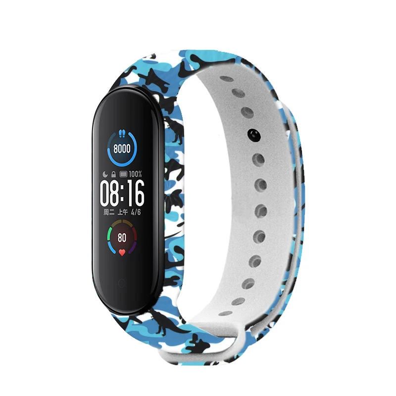 Colorful Printing Strap for Xiaomi Mi Band 6 5 4 3 Smart Watch Soft Silicone leopard Wristband Bracelet Accessories mi band 3 4