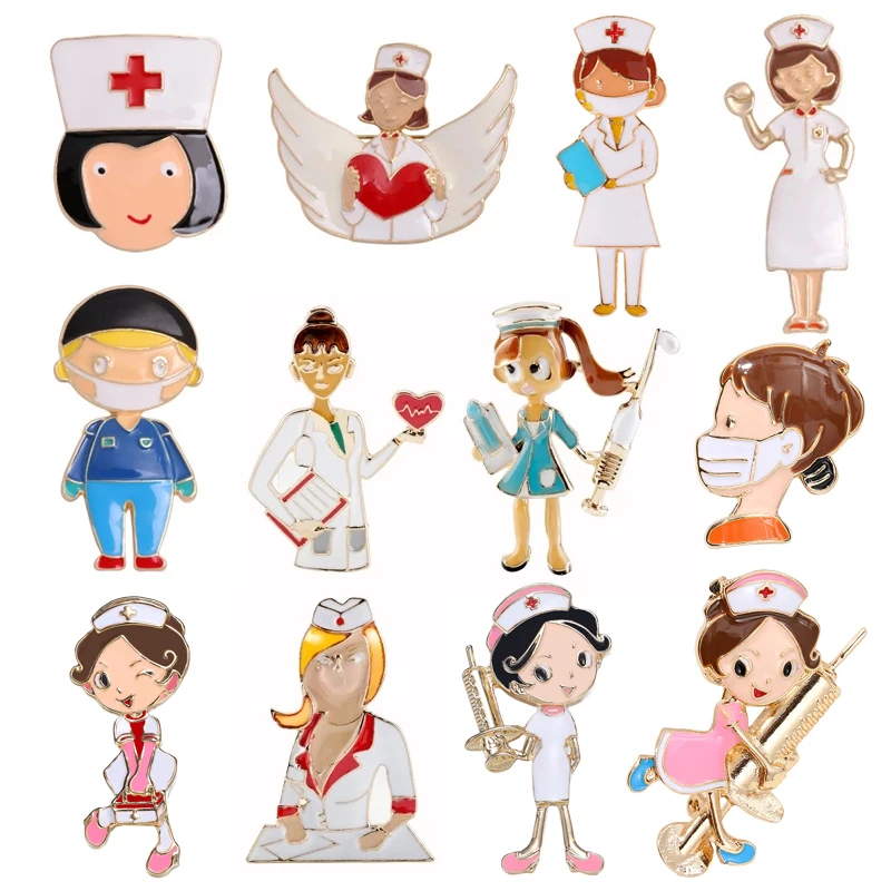 18 Styles Nurse Thermometer Badge Lapel Brooch Cute Doctor Medical Jewelry Scarf Bag Clothes Buckle Pin