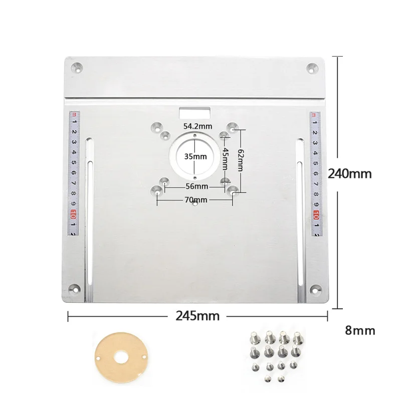 Placa de inserción de mesa de enrutador de aluminio, fresadora de madera eléctrica, tablero abatible con calibrador de inglete, sierra de mesa de guía, herramienta de carpintería