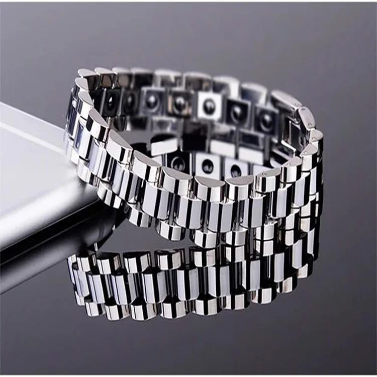 Gold Silver Color Tungsten Carbide Bracelets Cool Steel Energy Balance Health Care Biker Bracelets for Men Women Lover Jewelry