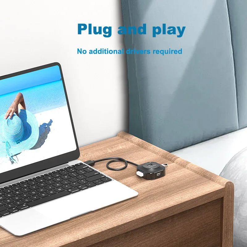 Jasoz USB HUB 4-Port Expander Adapter With Micro USB Charge Power Port Multi 2.0 USB Splitter For Hard Disk PC Mouse Keyboard