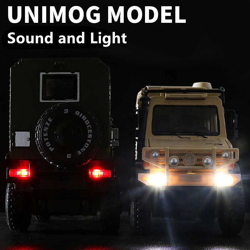 1/28 UNIMOG U4000 Motorhome Alloy Cross-country Touring Car Model Diecasts Toy Off-road Vehicles Car Model Simulation Kids Gifts