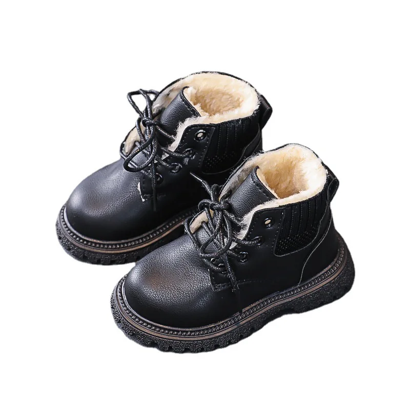 New Children\'s Cotton Shoes Winter Fashion Boys Warm Boots Lace Up Girls Snow Boots Waterproof Kids School Shoes G233