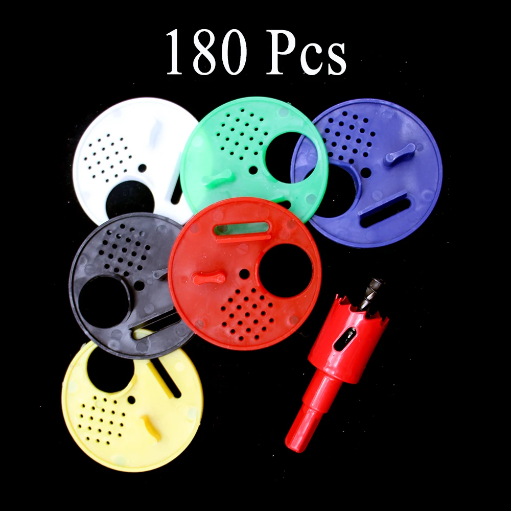 

180PCS Wholesale Beekeeping Supplies Ventilate Hole Round Beehive Rotary 53mm Entrance Gate Disc Plastic Nest Door Metal Opener