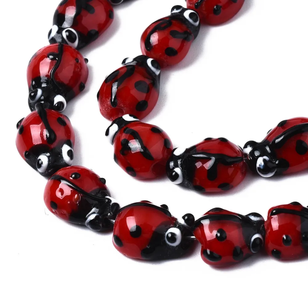 10Strand Ladybug Handmade Lampwork Beads Strands for jewelry making DIY Bracelet Necklace Decor Accessories,about 20pcs/strand