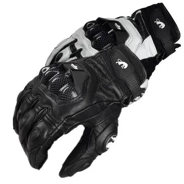 Herren Damen 4-Jahreszeiten-Fahren Supertech Schwarz/Weiß Motorrad-Lederhandschuhe Rennhandschuh Motorrad Rindsleder Rennrad Ritter – Detail 7