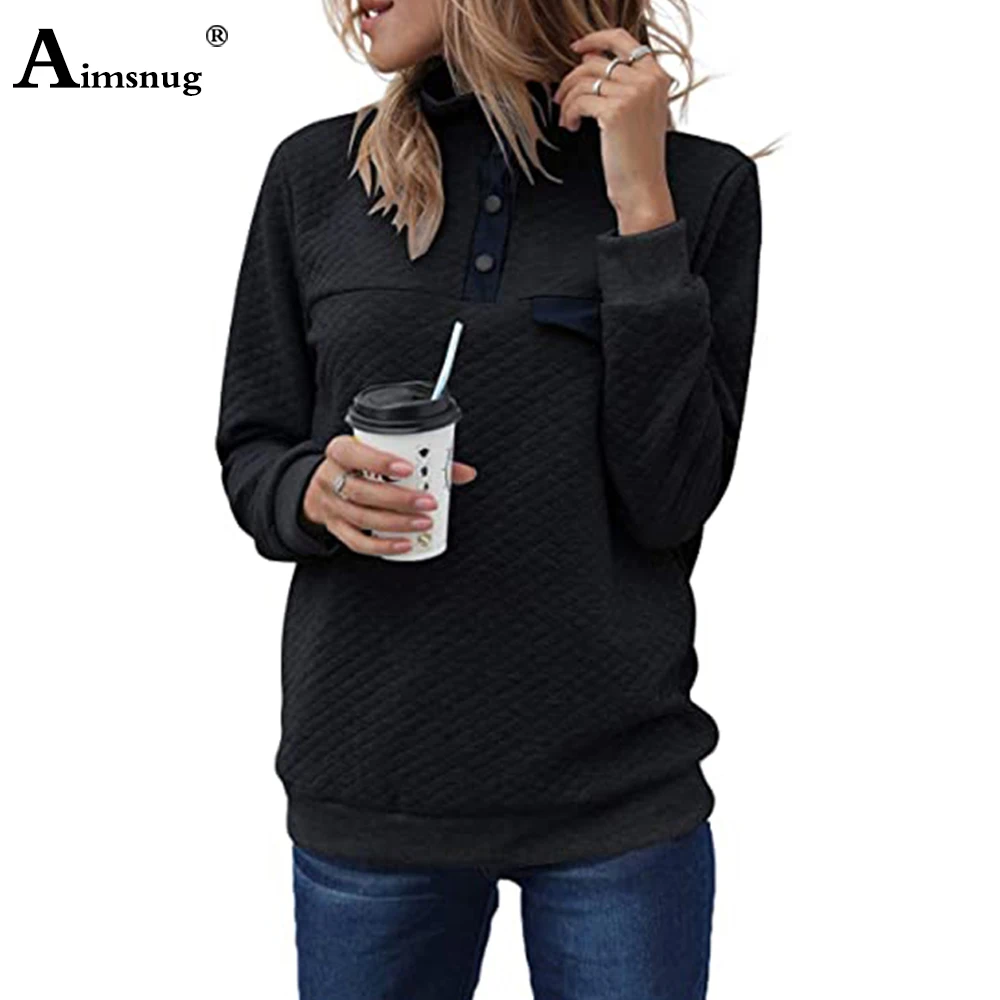 Women Single-breasted Sweatshirt Turtleneck O-neck Long Sleeve Patchwork Tops Pullovers Femme Spring Autumn Casual Sweatshirts