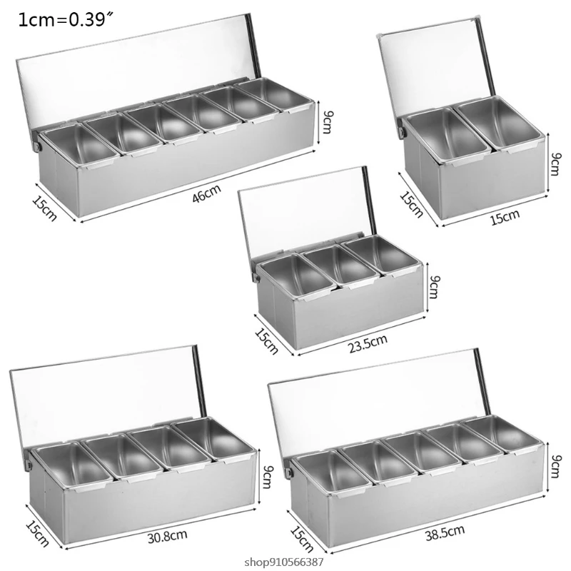 Seasoning Containers Set Stainless Steel Seasoning Box Jar Rack Condiment Cruet Bottle Square with Cover Wholesales