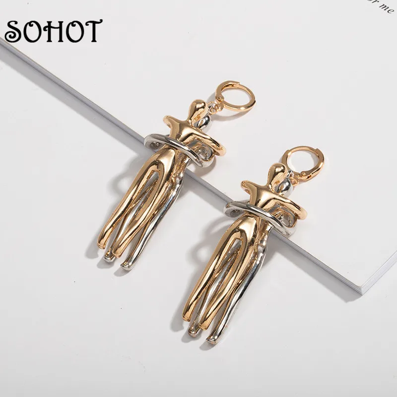 SOHOT New Design Alloy Body Art Long Pendant Women Hoop Earrings Trendy Japan Korea Female Party Jewelry Brincos Bijoux Gift