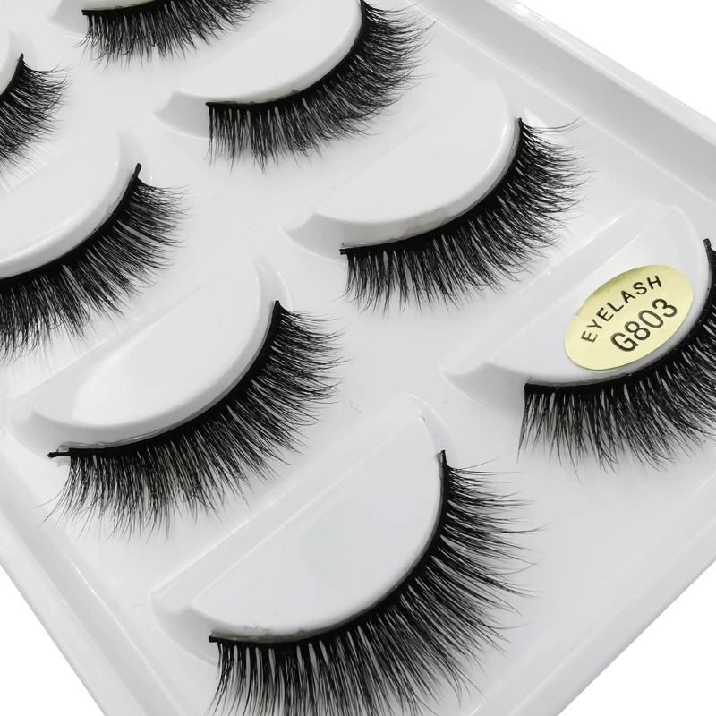 SHIDISHANGPIN 1 box mink eyelashes natural long 3d mink lashes hand made false lashes plastic cotton stalk full strip lashes G8