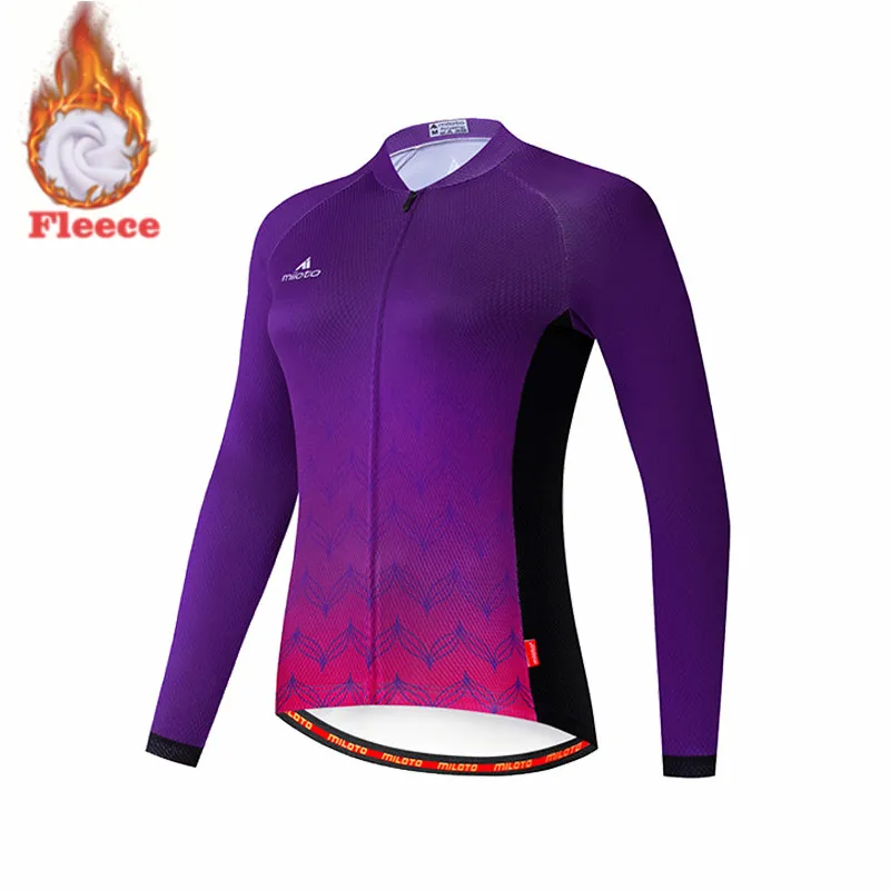 MILOTO Winter Women Cycling Clothing Long Sleeve Jersey Set Road Bike Fleece Thermal Jacket Women Sportswear Warm Training Suit