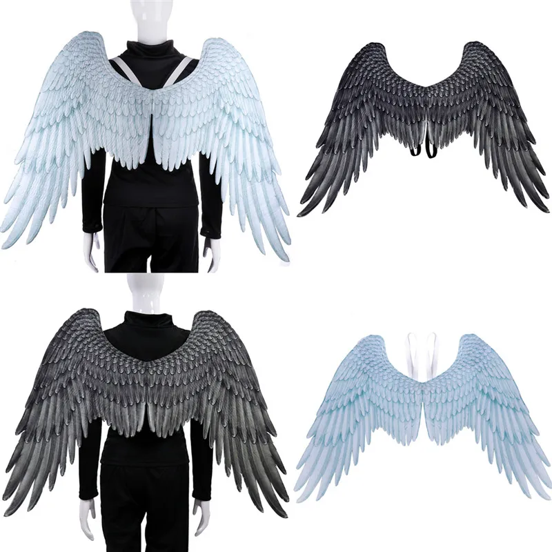 Halloween 3D Angel Wings Mardi Gras Theme Party Cosplay Wings For Children Adult Big Large Black Wings Devil Costume Xmas Gift