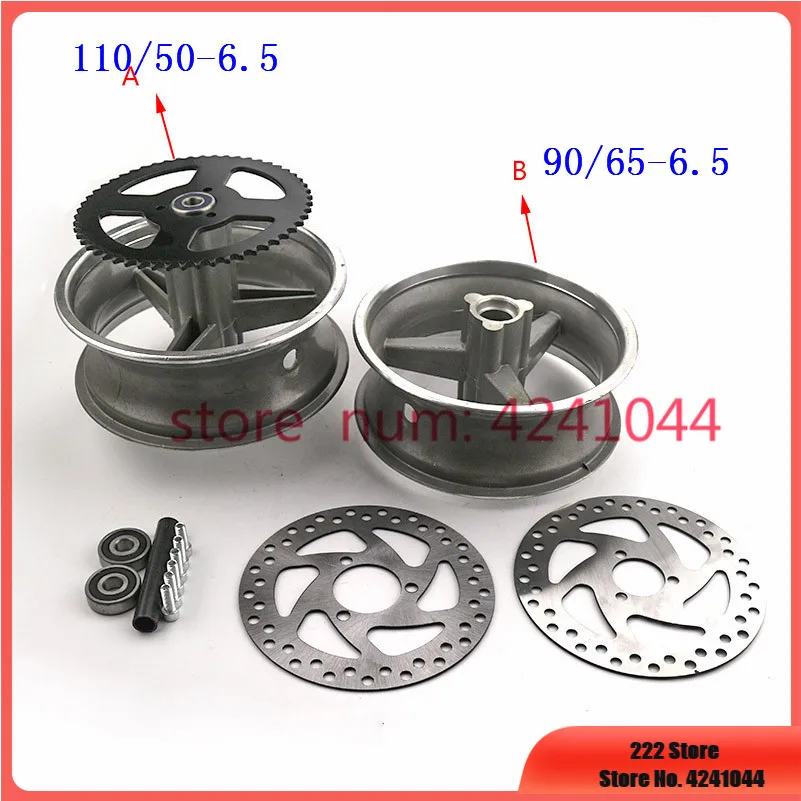 90/65-6.5 front or 110/50-6.5 rear Aluminum Wheel hub,Sprocket,Brake disc Axle bearing fits 49cc Mini Dirt Bike e Scooter Moto