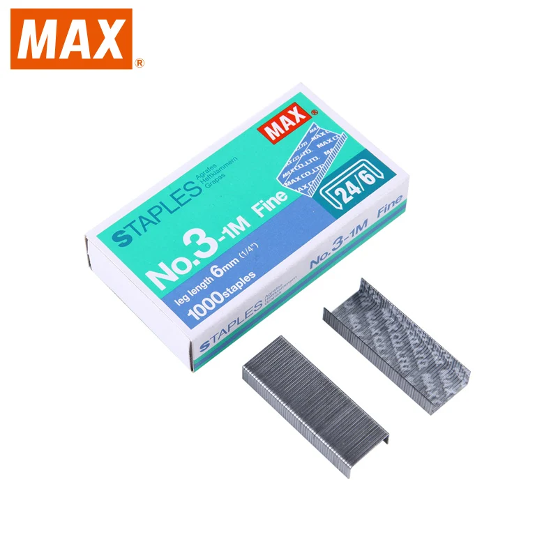 1Pcs Japan MAX NO.3-1M Staples Uniform Nail 24/6 Staples No. 12 Staples 50 Staples / Rows 1000 Staples / Box