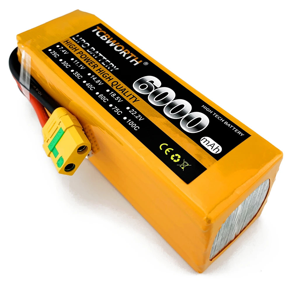 New Lithium Batteries 6S 22.2V 6000mAh 30C 60C RC Drone LiPo Battery For RC Airplane Helicopter Quadrotor Car Boat Aircraft