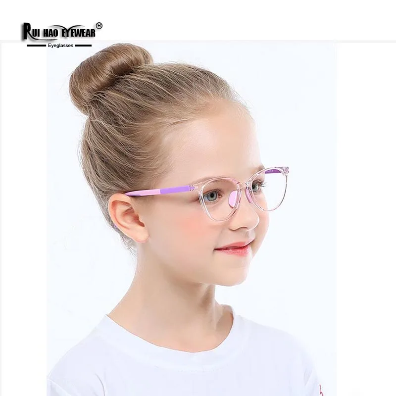 Children Glasses Frames Cat Eye Design Girls Kids Eyeglasses Spuer Light TR90 Spectacles Amblyopia Myopia Optical Glasses Frame