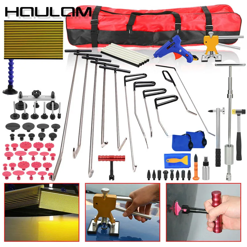 

tools Paintless Dent Repair push rod hooks LED lamp Car Hail Puller Lifter Removal Rod Tab Hammer Tool Kit glue