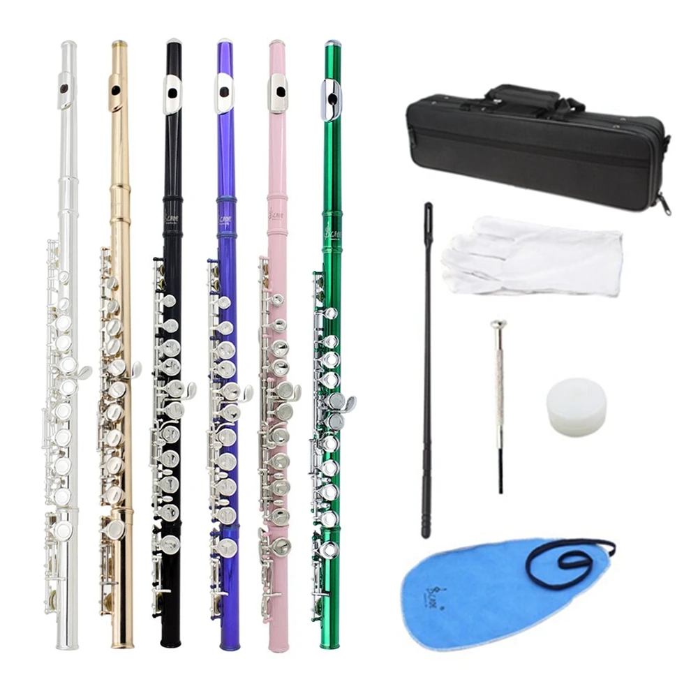 

Tone C LADE Colorful Plated 16 Closed Holes CKey Flute with Case / Cloth / Screwdriver