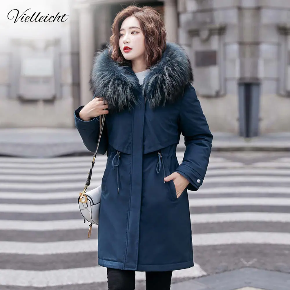 Vielleicht -30 Degrees Snow Wear Long Parkas Winter Jacket Women Fur Hooded Clothing Female Fur Lining Thick Winter Coat Women